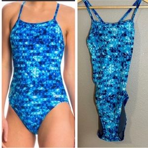 Speedo Blue Geometric One Piece Swimsuit